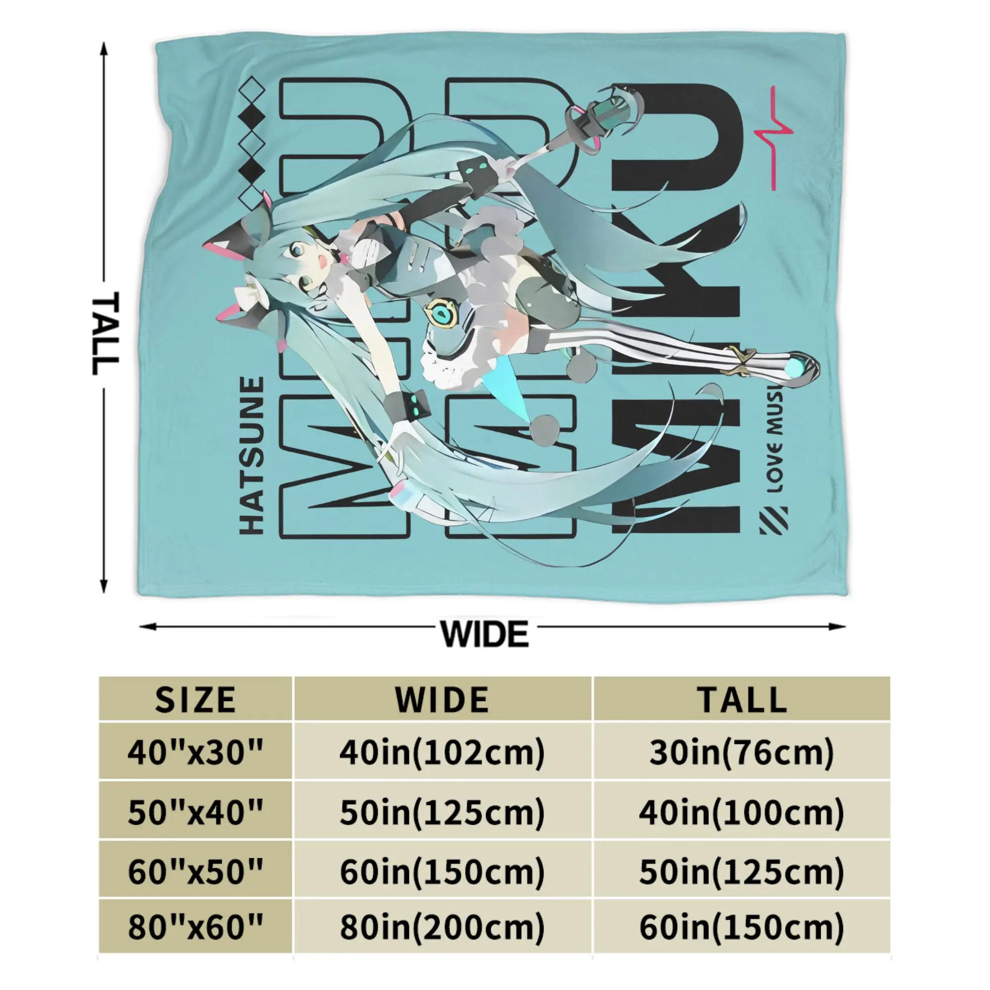 Hatsunes Mikus غطاء بطانية Vocaloid الصوف رمي بطانية غرفة نوم أريكة مطبوعة لينة الدافئة Bedsprea ،