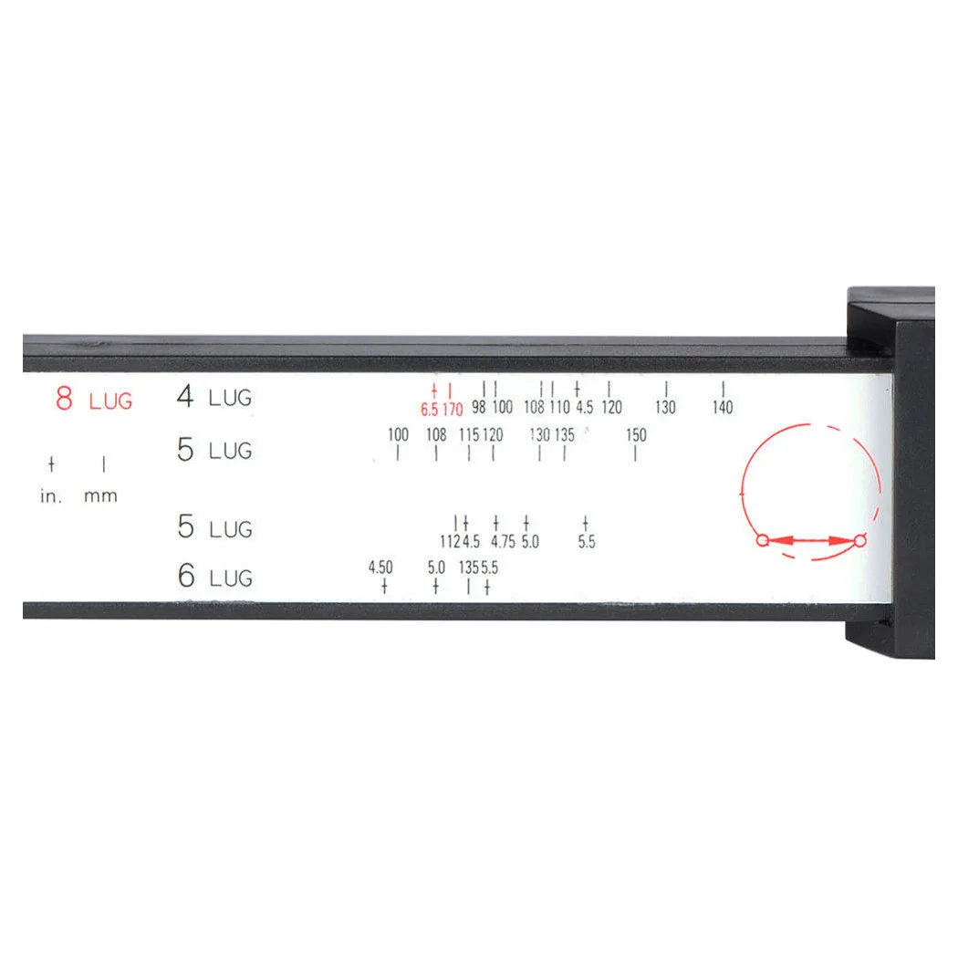 Règle de jauge PCD pour jante de voiture, modèle de 2,2 de roue, outil de mesure, trou 4, 5, 6, 8