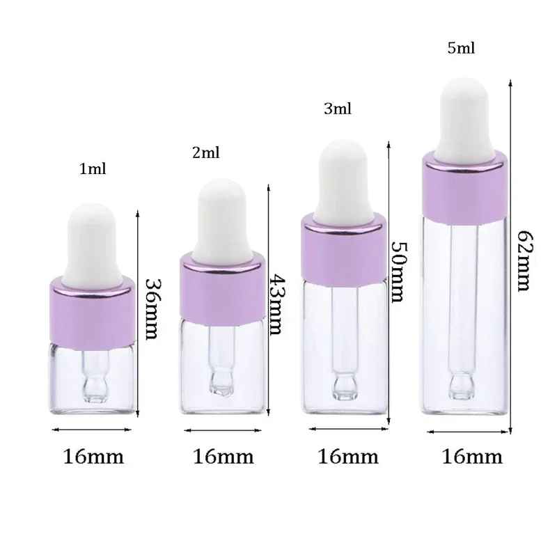 10 Pz 1/2/3/5 ml Riutilizzabili Olio Essenziale Mini Bottiglie Goccia Profumo Portatile Fiale Campione Lozione Cosmetica Contenitori Liquidi