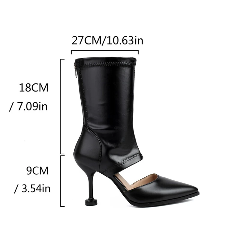 Girseaby 2024 New Sexy Pointed Toe Women Summer Midcalf Boots 9cm Stiletto Heel Big Size 44 45 46 Black Brown Green