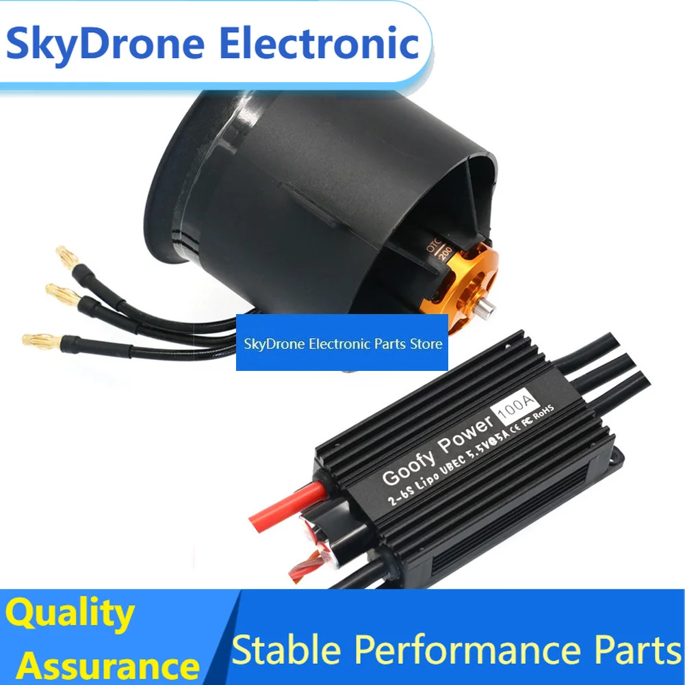 SkyDElQX-MOTOR 70mm EDF QF3027 2200KV Brushless Motor CW CCW 12 Blades Ducted Fan Use 100A ESC For RC Multirotor Helicopter Dron