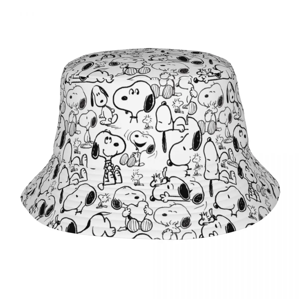 Trendy Peanuts Snoopy Smile Giggle Laugh Pattern Bucket Hat Girl Lightweight Outdoor Sport Fishing Hats Spring Headwear