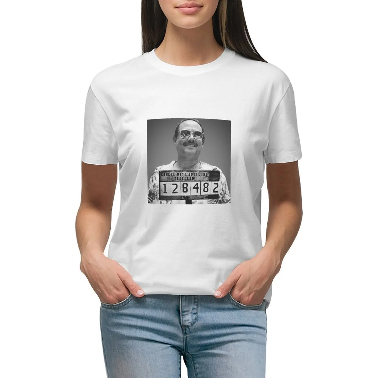 

Pablo Escobar Mugshot T-shirt tops oversized funny t shirts for Women