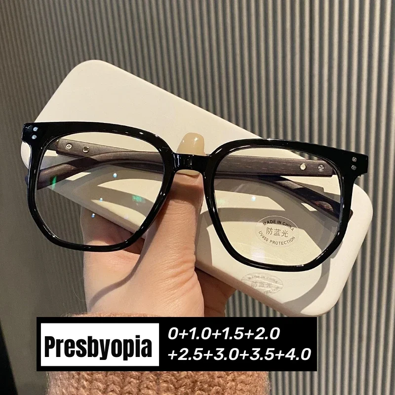 HD Lens Transparent Reading Glasses Bamboo Wooden Templets Presbyopia for Men Women New Trend Far Sight Diopter Eyewear 0 +4.0