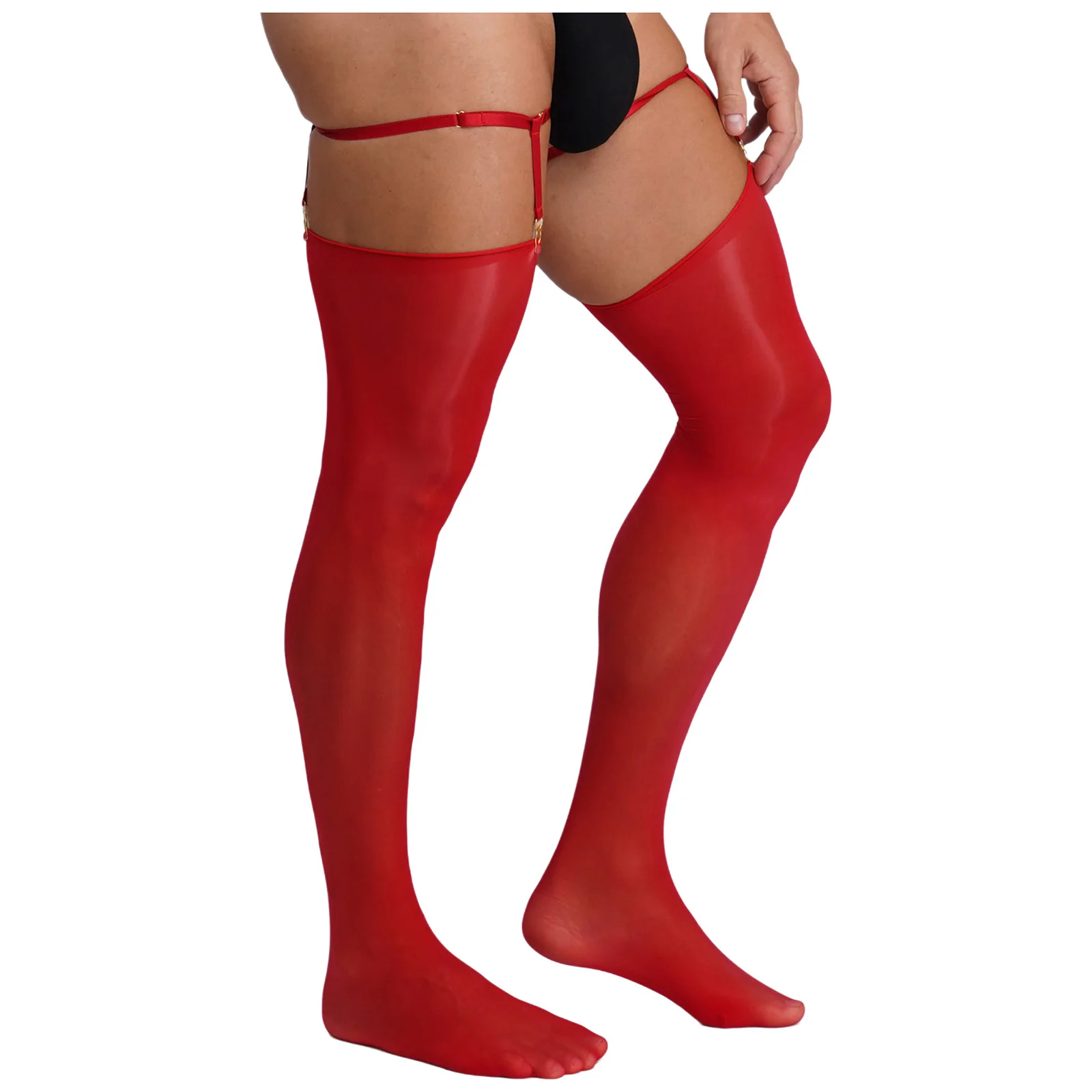 Sissy – bas transparents pour hommes, avec bande serrée réglable, ultra-fin, extensible, cuissardes hautes, longues, Lingerie Cosplay Drag Queen