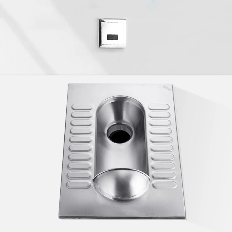Heavy Duty 304 Stainless Steel Squat Toilet High Pressure Flush Anti Clog S-Trap Commercial Public Restroom Pan School Station