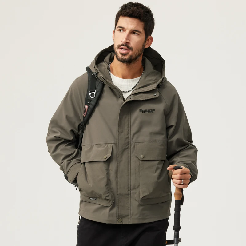 

Fall and winter high-end punching jacket men's loose lightweight hooded jacket outdoor tactical mountaineering windbreaker jacke