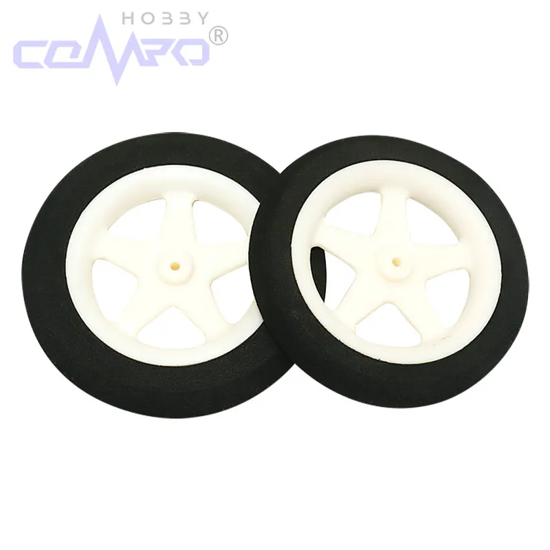 Roues en éponge légère pour train d'atterrissage, diamètre 55-76mm, pneu Miniature à 5 rayons pour modèle d'avion RC à aile fixe en mousse KT, 2 pièces