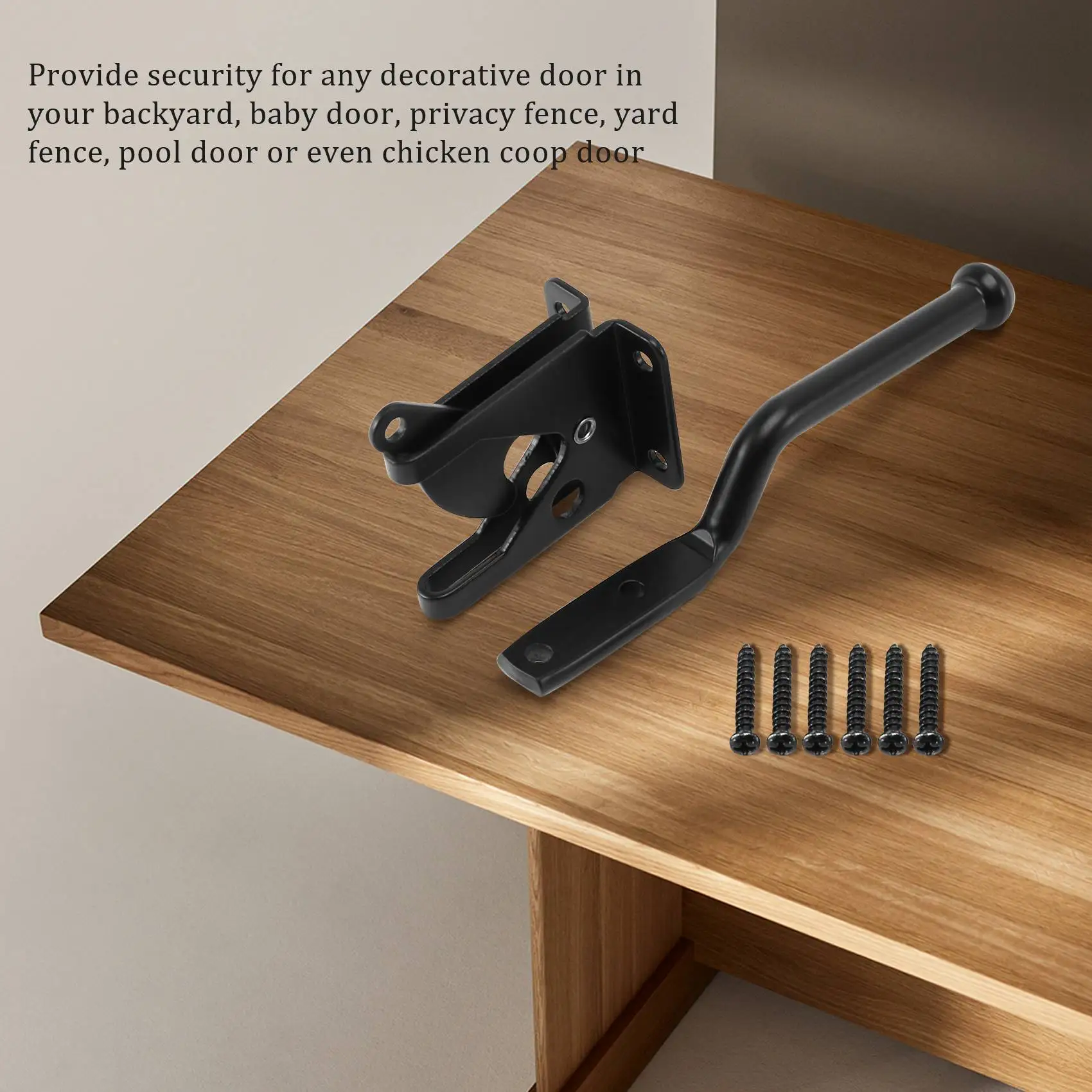 Chiusura per cancello autobloccante Serratura per cancello per recinzione con leva automatica per forza pesante per chiusure per cancelli per recinzione in legno Acciaio Nero CALDO