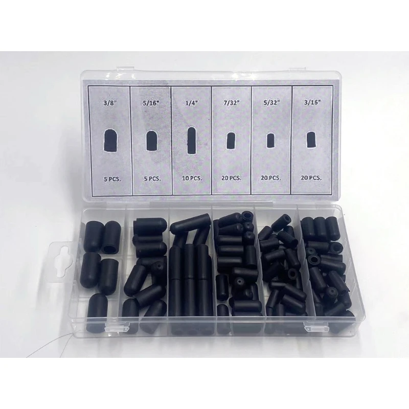 105Pcs Rubber End Caps Black Round Vinyls End Caps Bolt Screw Covers Caps Rubber Thread Protectors Caps Covers Caps DropShipping