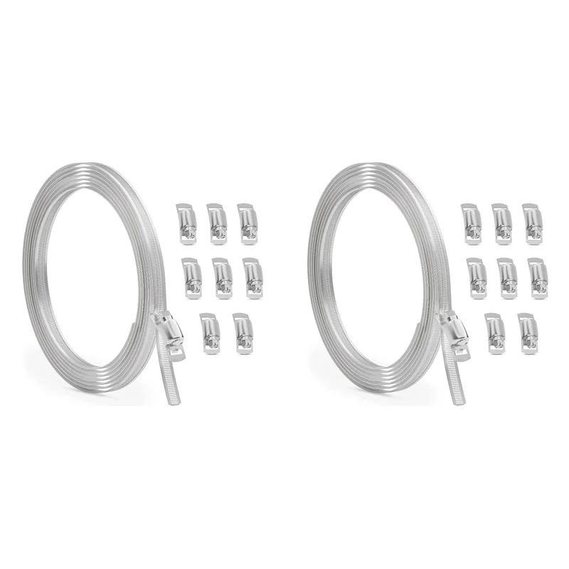 A01F-2 Stuks 10FT Rvs Slangklem Assortiment Kit, Wormwiel Band Slangklem Schroef Buisklem Voor Duct