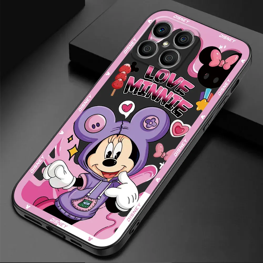 Disney Couple Mickey Minnie Black Soft Cover Bumper Case for Honor X8 X9a Magic5 Lite 70 X8a 90 Pro X7 X6 X6a 8X Magic5