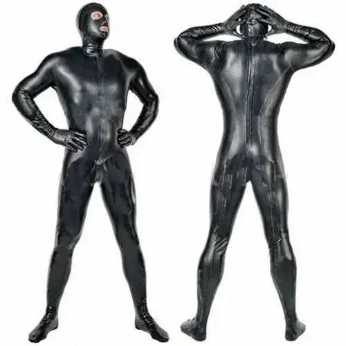 Latex Catsuit Gummi Overall Hood Zentai Kostüm Bodysuit Strumpfhose Cosplay XS-XXL