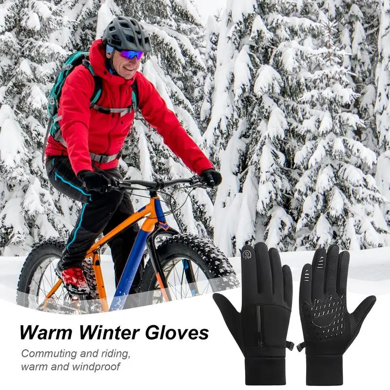 Snow Warm Gloves Waterproof Touchscreen Snow Mittens With Pocket Anti-Slip Girls Winter Warm Gloves Cold Weather Gloves For Men