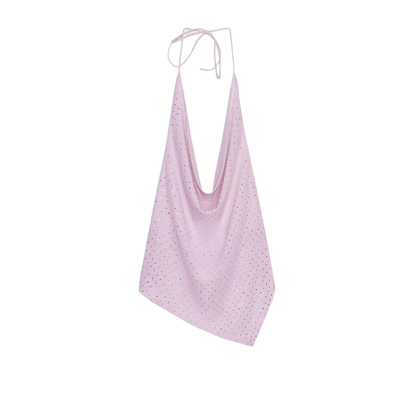 صيف جديد المرأة عقدة مربوط المياه الماس مزين شبكة حريرية V-ne Strapl Svel أعلى تخفيف Sle api...