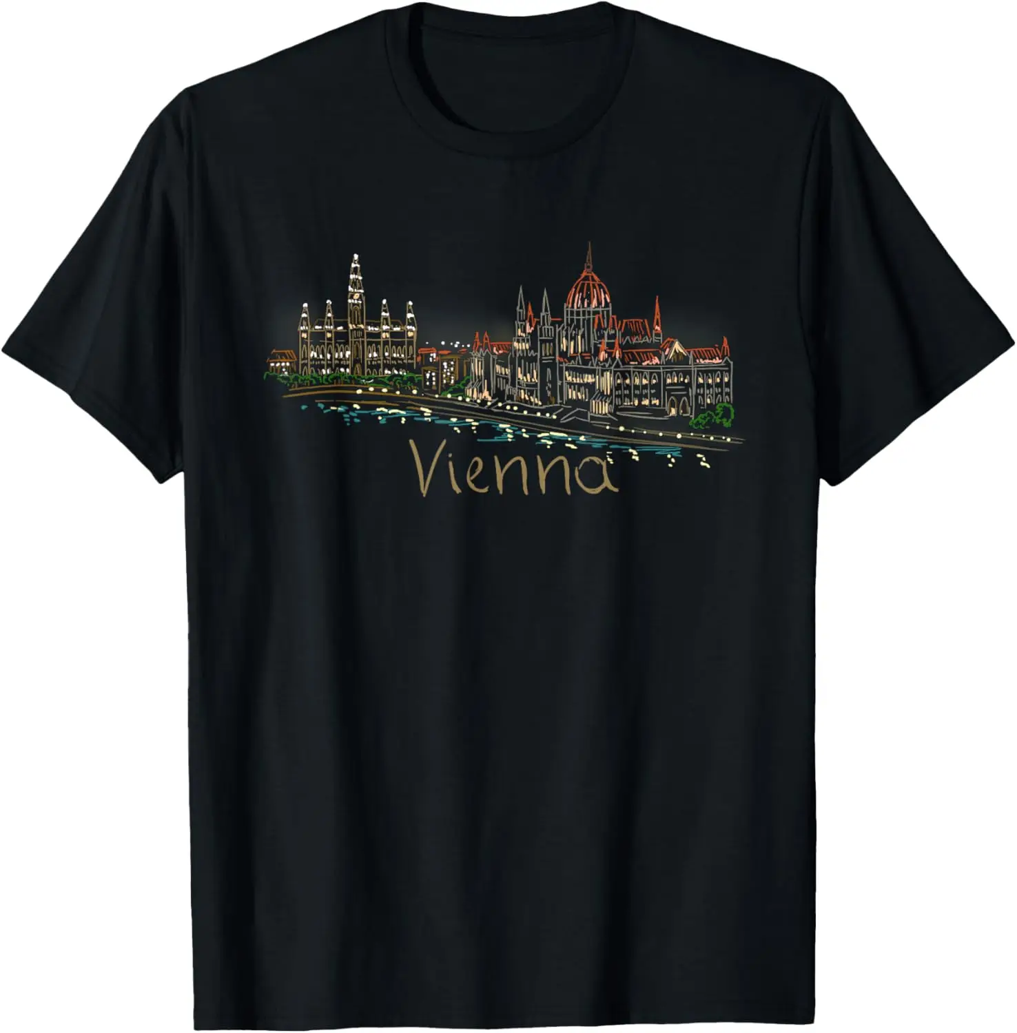 Vienna Wien Panorama at night TShirt Tee Shirt T-Shirt T-Shirt