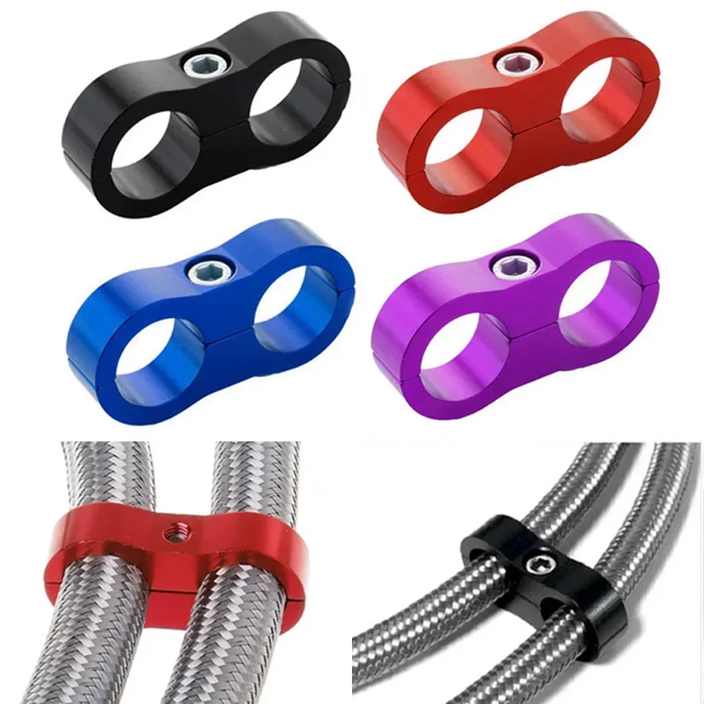 Braided Rubber Hose Line Clamp AN4 AN6 AN8 AN10 Universal Aluminum Anodized Line Separator Separator Divider Clamp Kit Auto Part