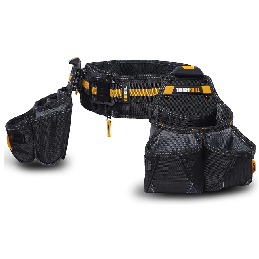 ToughBuilt TB-CT-111-3P ClipTech Tradesman Tool Belt Set (3pcs) 27 Pockets and Loops Heavy Organizer Tool Pouch