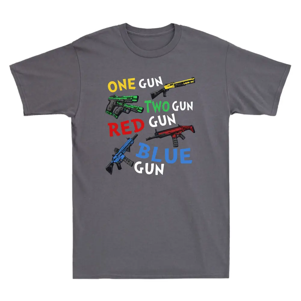 One Gun Two  Red  Blue  Funny   Novelty Gift For  Lover Anime Graphic T-shirts Unisex  100% cotton