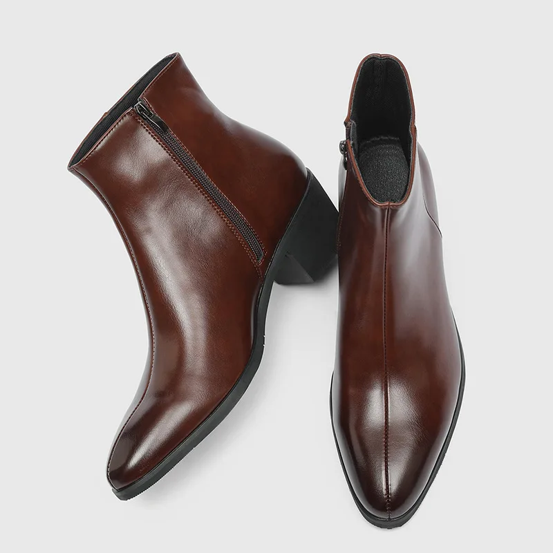 New Vintage British Men Leather Shoes Outdoor Business Ankle Boots Business Work Fashion Chelsea Boots Dress Loafers