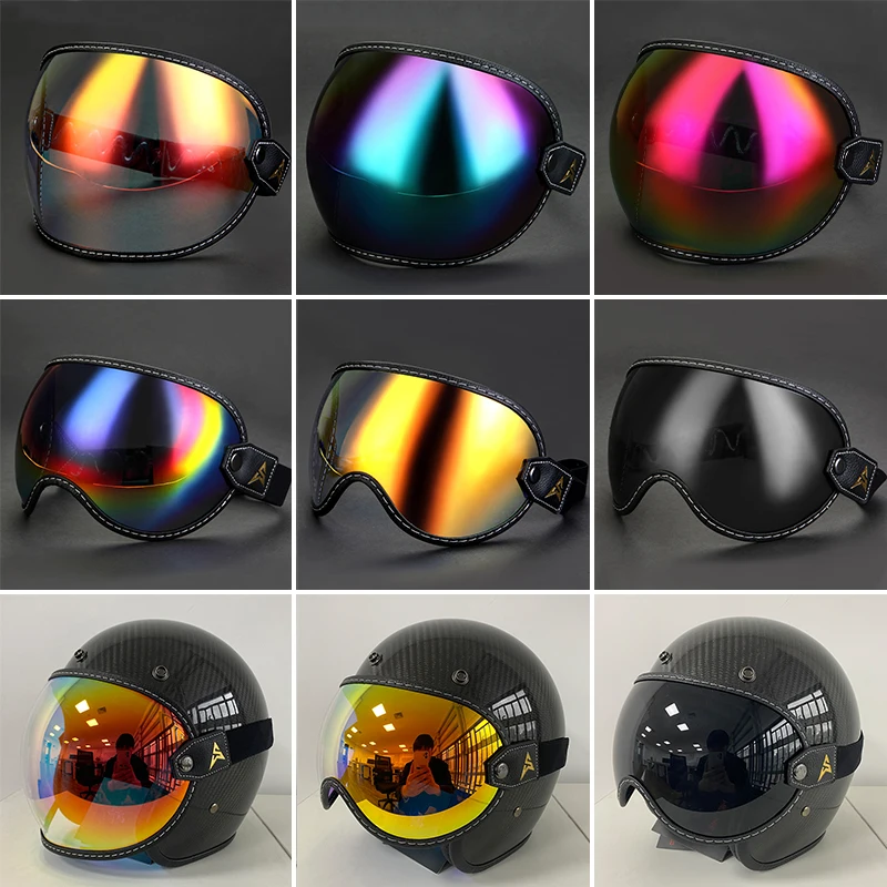 Universal Motorcycle Vintage Helmet Bubble Shield Visor Sunglasses Goggles Accessories Fit All Vintage Retro Open Face Half