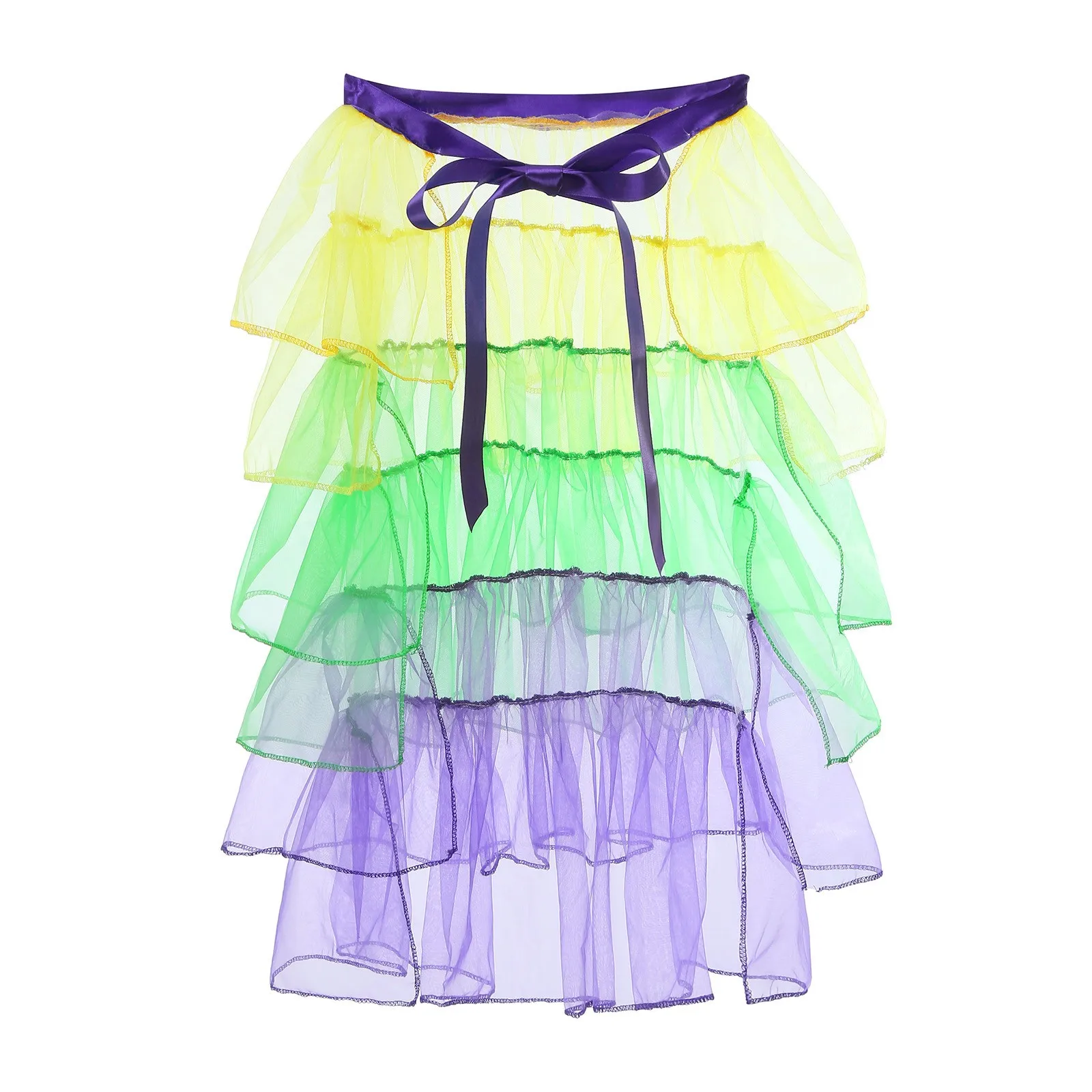 Demi-jupon de carnaval avec point de queue arc-en-ciel, support à lacets, jupes tutu en tulle désossé, robe de Rhde fête de ballet, mini jupon