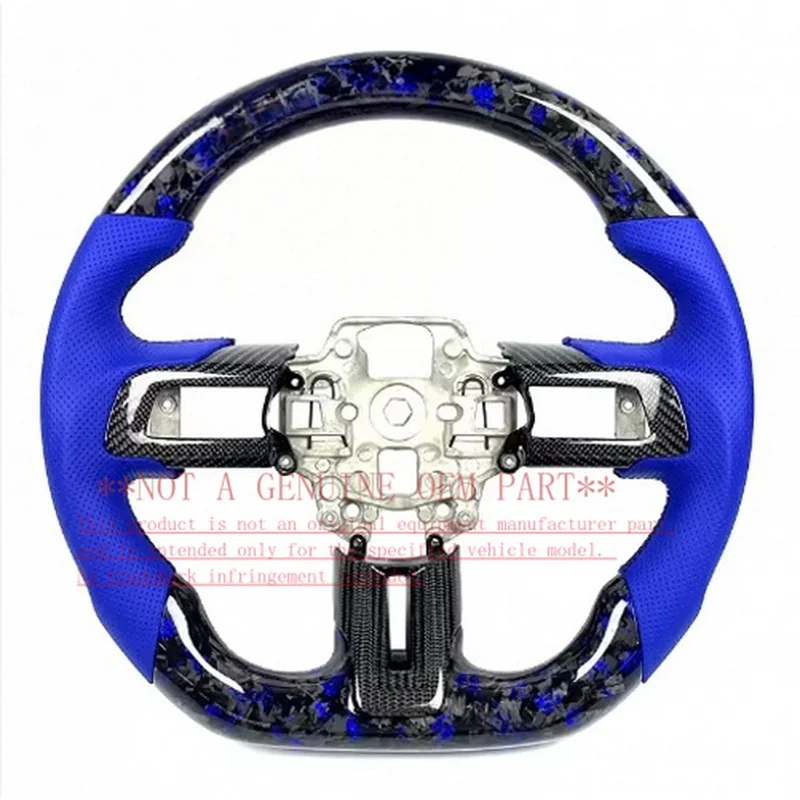 For Ford Mustang Leather Forged Design Steering Wheel Horn Cover Decorative