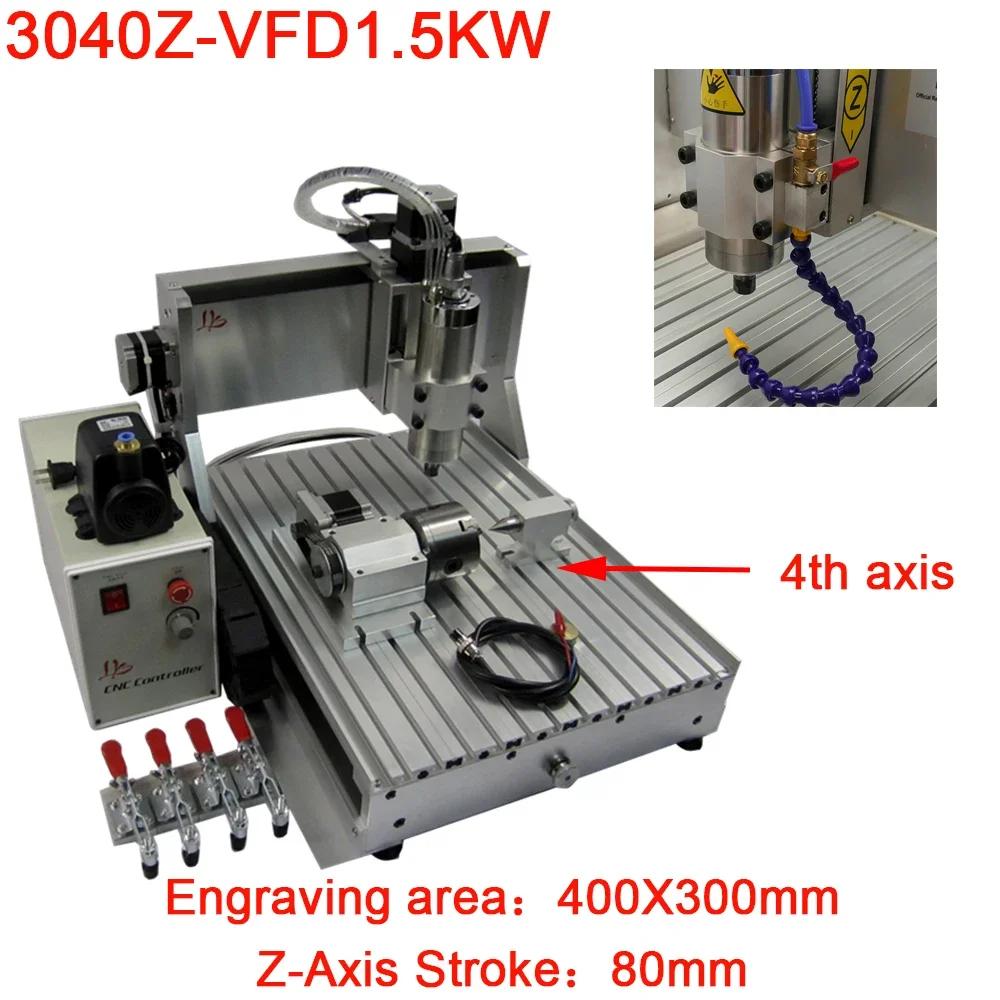 

LY CNC Router 3040Z Engraving Milling Machine 3 Axis 4 Axis for Wood Aluminum Copper Metal Carving 1500W Spindle USB Ball Screw