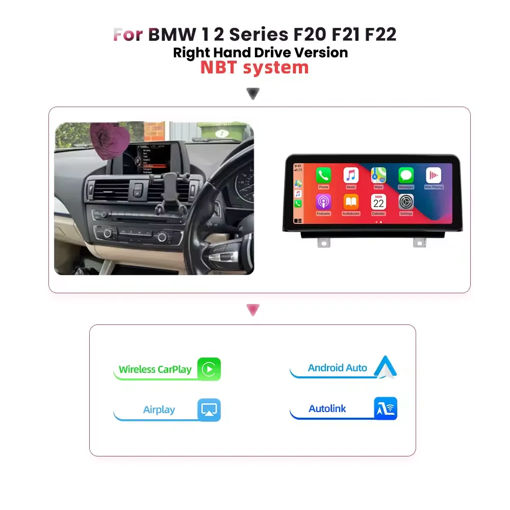 Bonroad Linux Wireless Carplay Android auto Car Radio For BMW Series 1 2 3 4 F20 F21 F22 F30 F31 F32 F33 F34 F36 2013-2017 GPS image 3