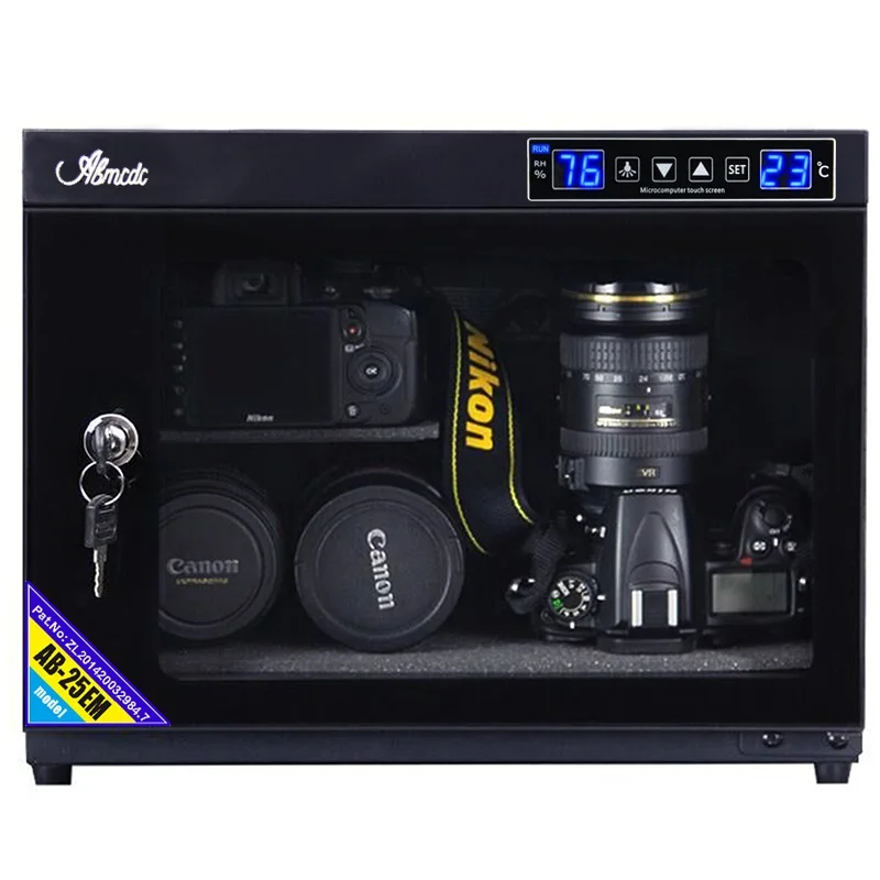 Elektroniczna, wodoszczelna skrzynka automatyczna 25L na lustrzankę SLR, z dodatkowymi chłonnymi wkładami, do przechowywania znaczków, obrazów i suszenia herbaty.