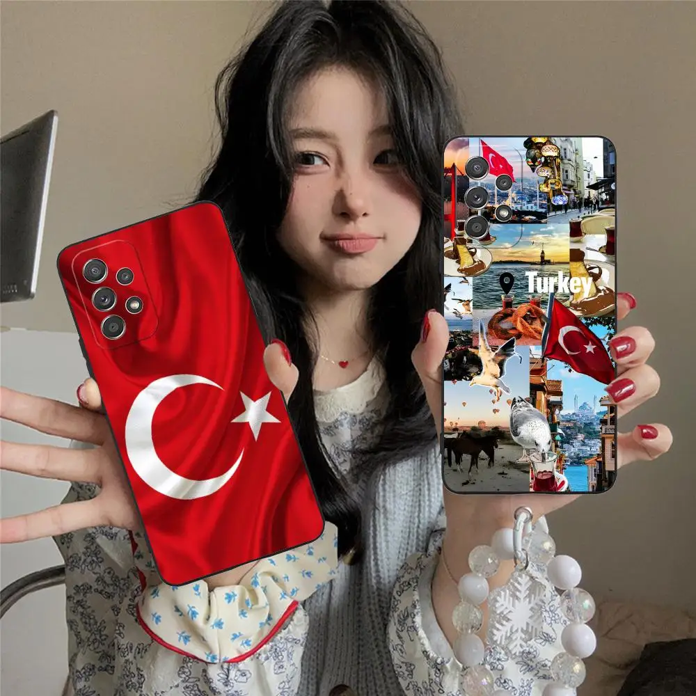 Turkey Flag Matte TPU Mobile Phone Case for Samsung Galaxy M55 54 42 35 34 33 32 23 22 15 14 13 12 F55 5G Colorful Cover
