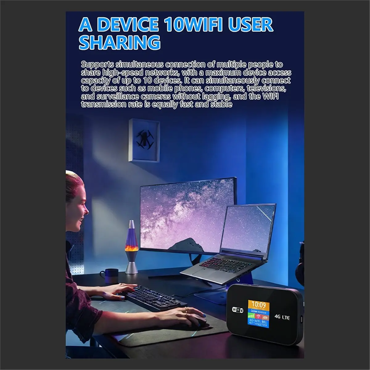 A86G NEW Travel WiFi Hotspot with SIM Slot 4G WIFI6 Mobile 300Mbps LED Display Stable Connection Supports 10 Devices Outdoor RV