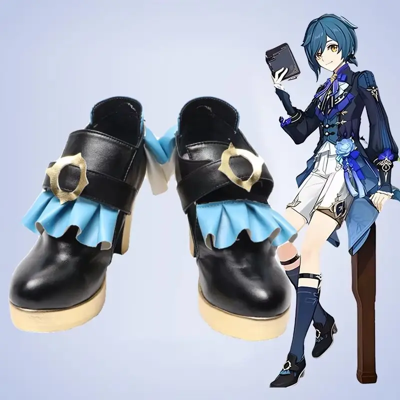 

The Game Genshin Impact Cos Xingqiu Cosplay Sea Lantern Festival prop Shoes Female Custom Cool High Heel