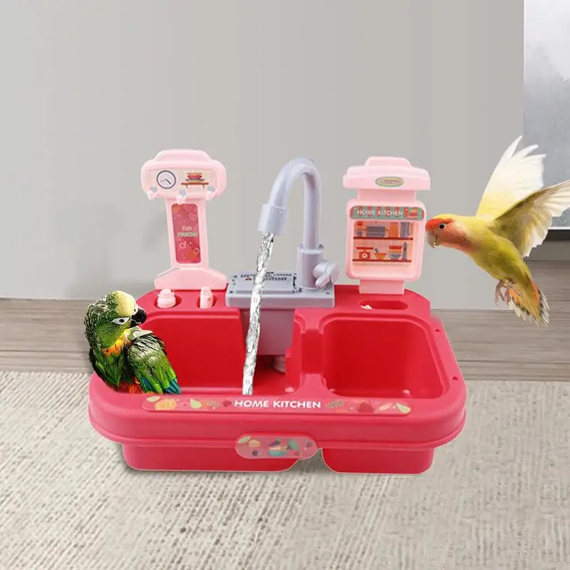 Bird Bathtub Multifunctional Parrot Shower Bowl With 180 Degree Rotating Faucet Automatic Parrot Bath Basin Birdcage Accessories