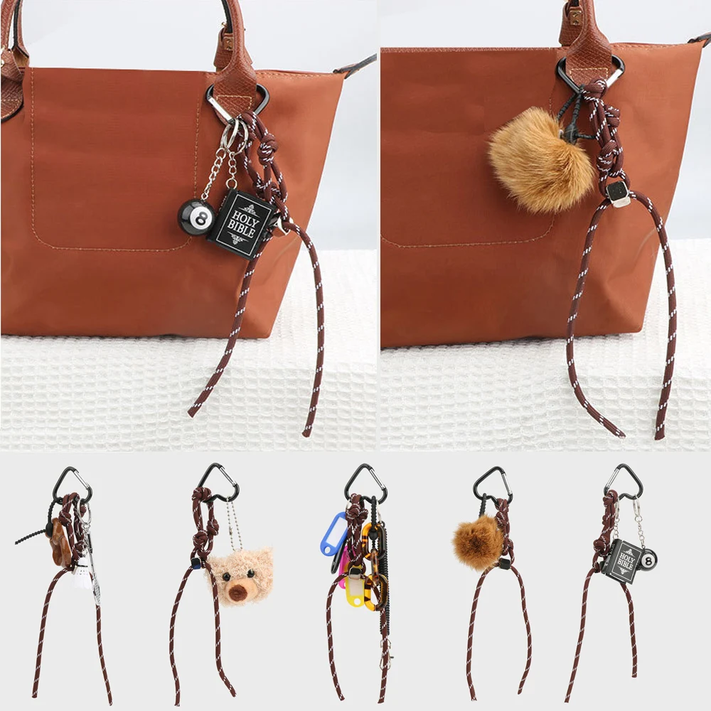 Trendy Colored Rope String Bag Charms New Luxury Designed Braided Straps Bag Decorations Multipurpose Rope Fashion Bag Keychain