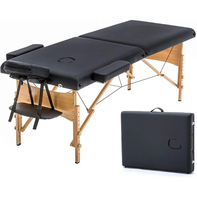 

Portable 84 Inches Long 28 Inchs Wide Hight Adjustable Table 2 Folding Massage Spa Facial Cradle Salon Bed W/Carry Case