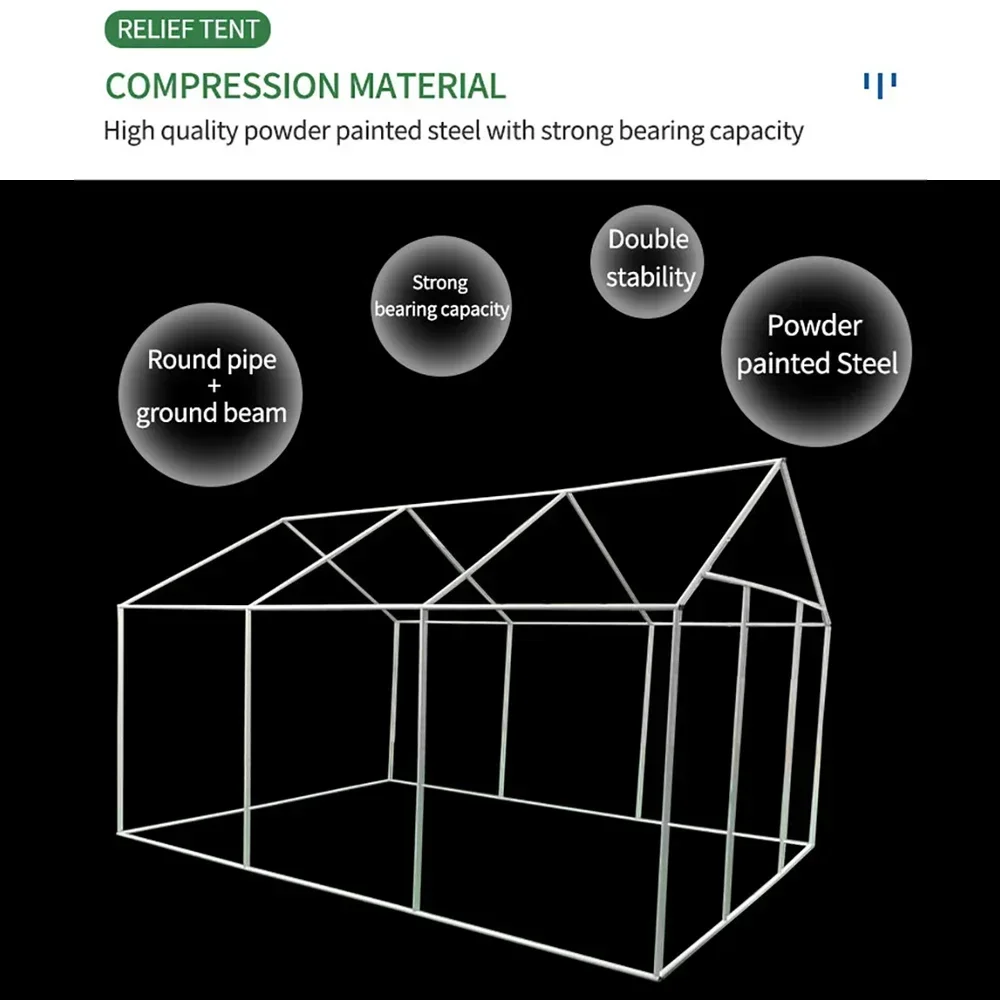 FEAMONT كبير 3x4 متر قماش خيمة طوارئ مقاوم للماء الإغاثة في حالات الكوارث خيمة المستشفى في الهواء الطلق خيمة الإغاثة في حالات الكوارث