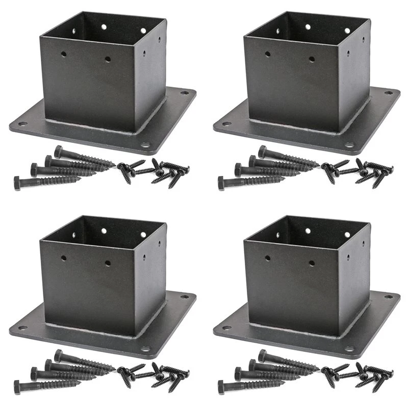 My Home 4X4 Inch (Actual:3.5X3.5Inch) Post Stainless Steel Flange Anchor Base With Screws For Deck Railing (4 Pack)