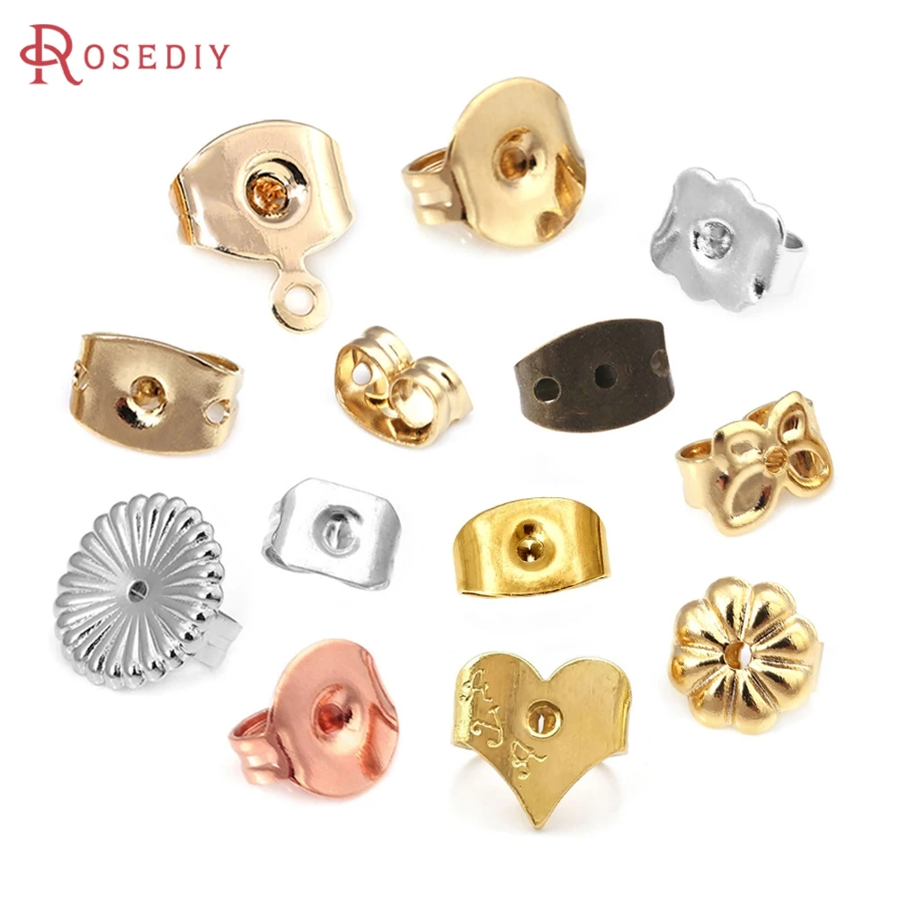 Image of Schmetterlingsförmige, runde, zylinderförmige Ohrstecker-Verschlüsse, Broschen-Verschlüsse, Schmuckzubehör für DIY-Ohrringherstellung