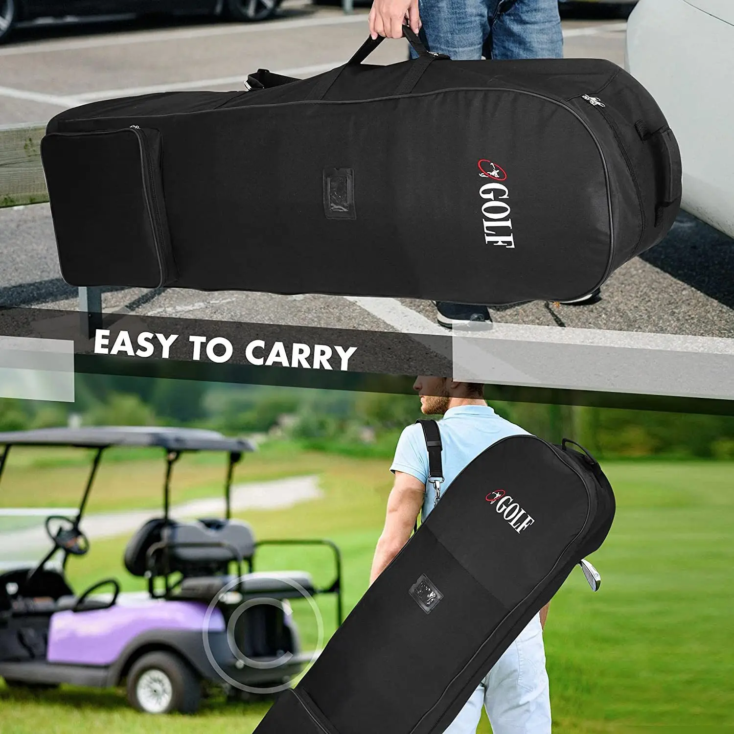 Golf Travel Plane Bags With Wheel And Detachable Shoulder Straps Foldable Golf Club Travel Cover for Airlines Golf Aviation Bag view 4