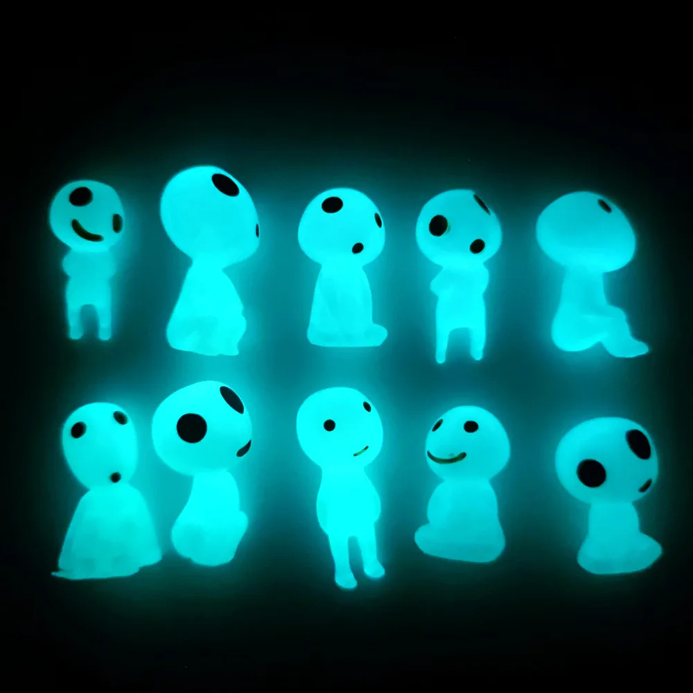 200pcs Luminous Tree Elves and Spirits Figures, Fairy Garden, Micro Landscape Ornament, Glowing in Dark, Miniature Flower, 10Pcs