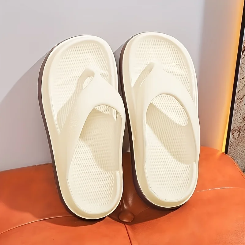 Men Two-tone EVA Flip Flops One-piece Molded Non-slip Textured Insole Summer Beach Casual Thong Sandals
