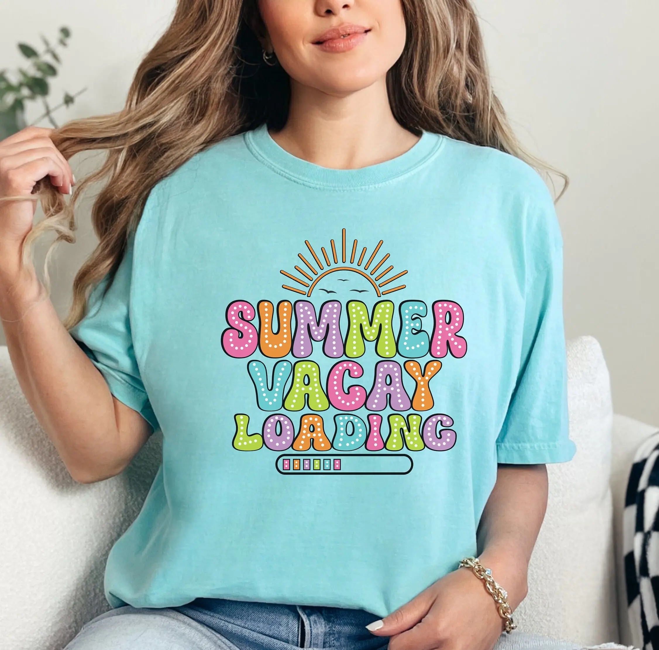 Summer Vacay Loading Comfort Colors T Shirt End Of Year Teacher Last Day School Principal Office Staff Field Trip Top