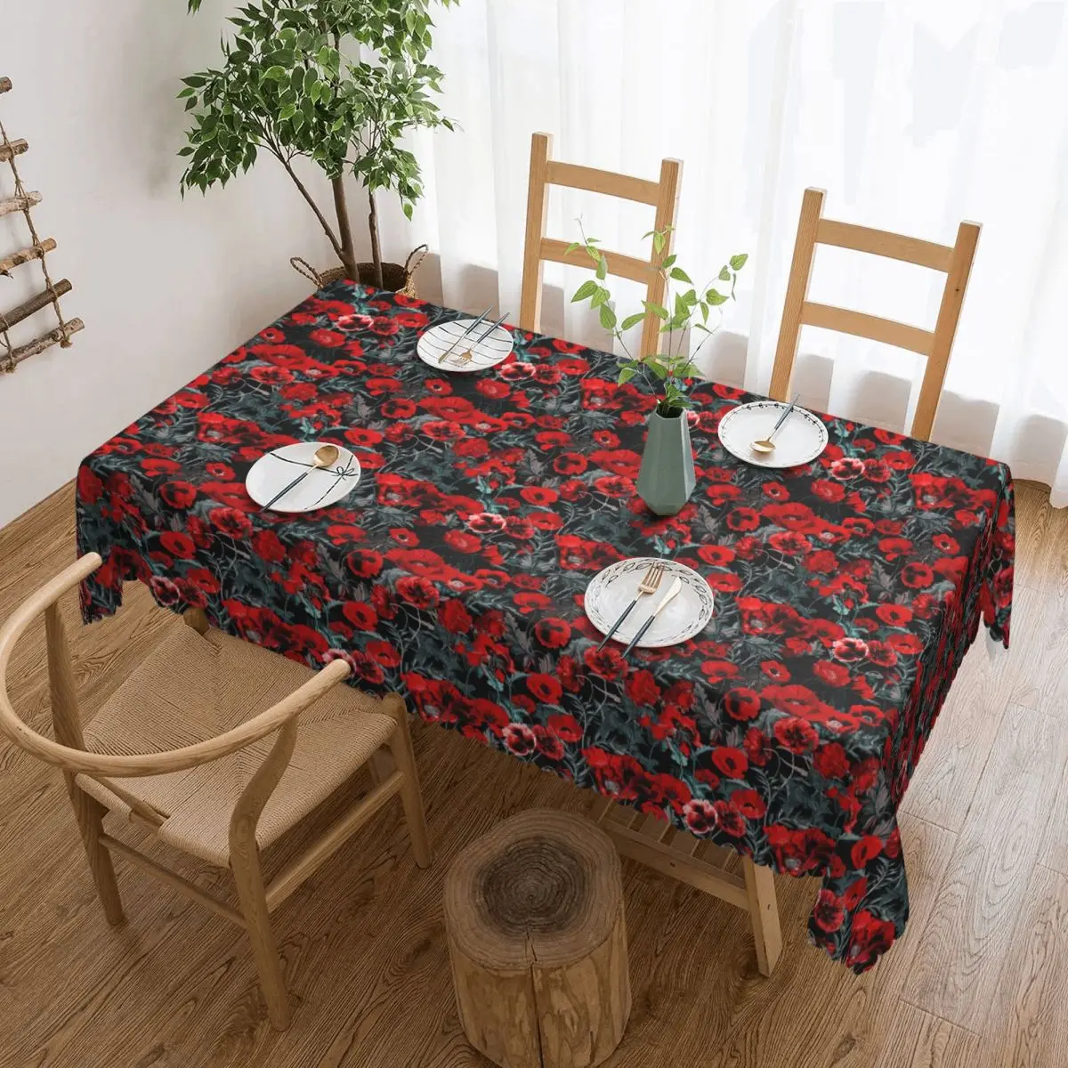 Poppy Gard Tablecloth Restaurant Kitchen Rectangular Tablecloth Festival Party Decorations Tablecloth Outdoor Dining Table Cover