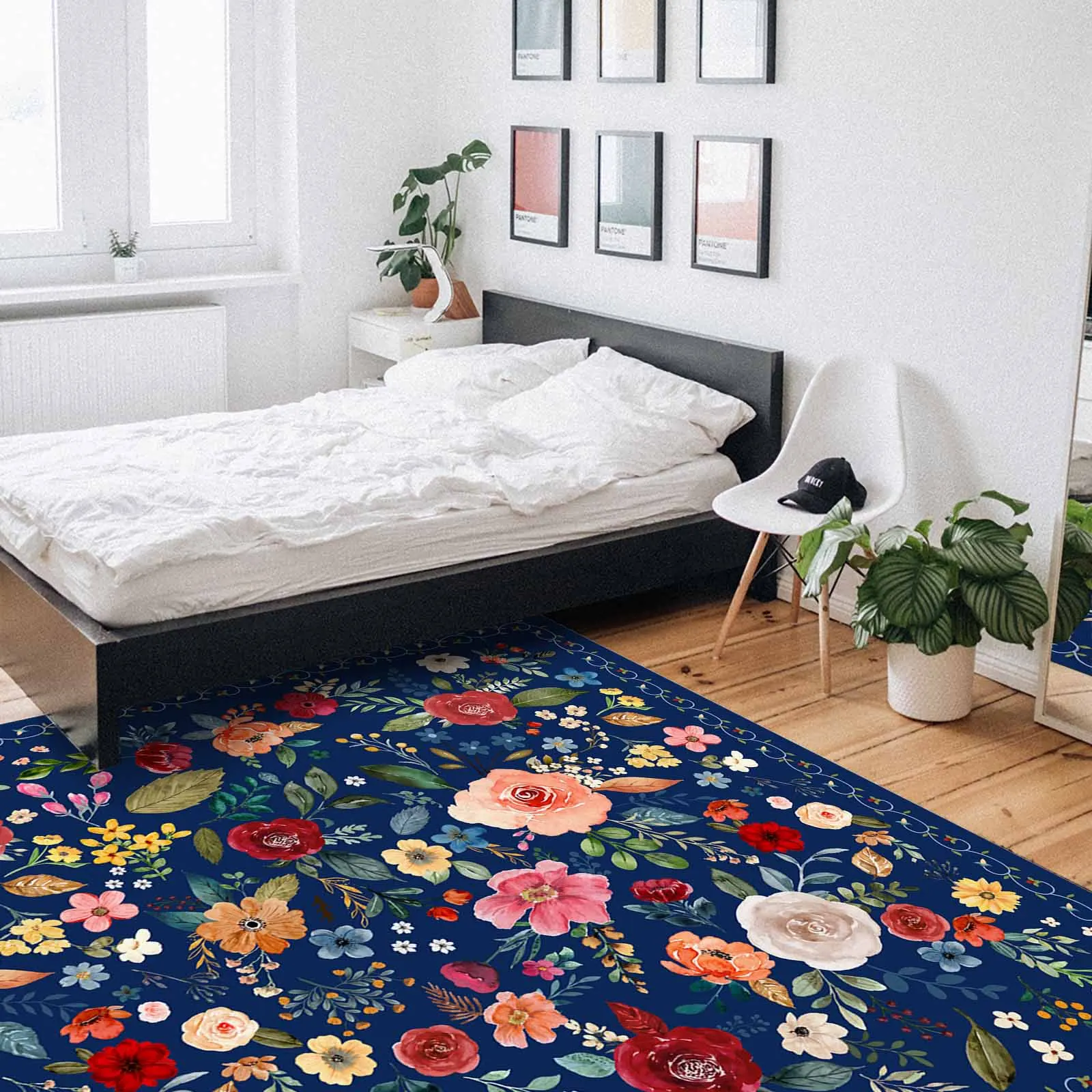2026 Print Washable Retro Vintage Floral Large Boho Area Rug Non-Slip Carpet Distressed Accent for Dining Room Guest Room Office