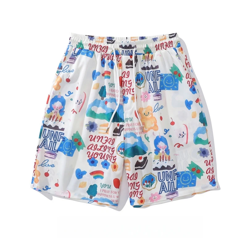 Adult and Children's French-style Vintage Rose 3D Printed Shorts, Suitable for Hawaiian Vacations and Versatile for Commuting