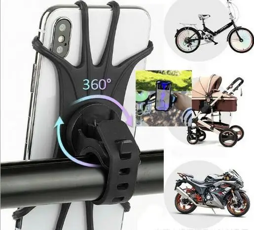 360 回転可能なシリコンサポート携帯電話自転車オートバイハンドルブラケットプルタイプ安全な電話ホルダー電話アクセサリー