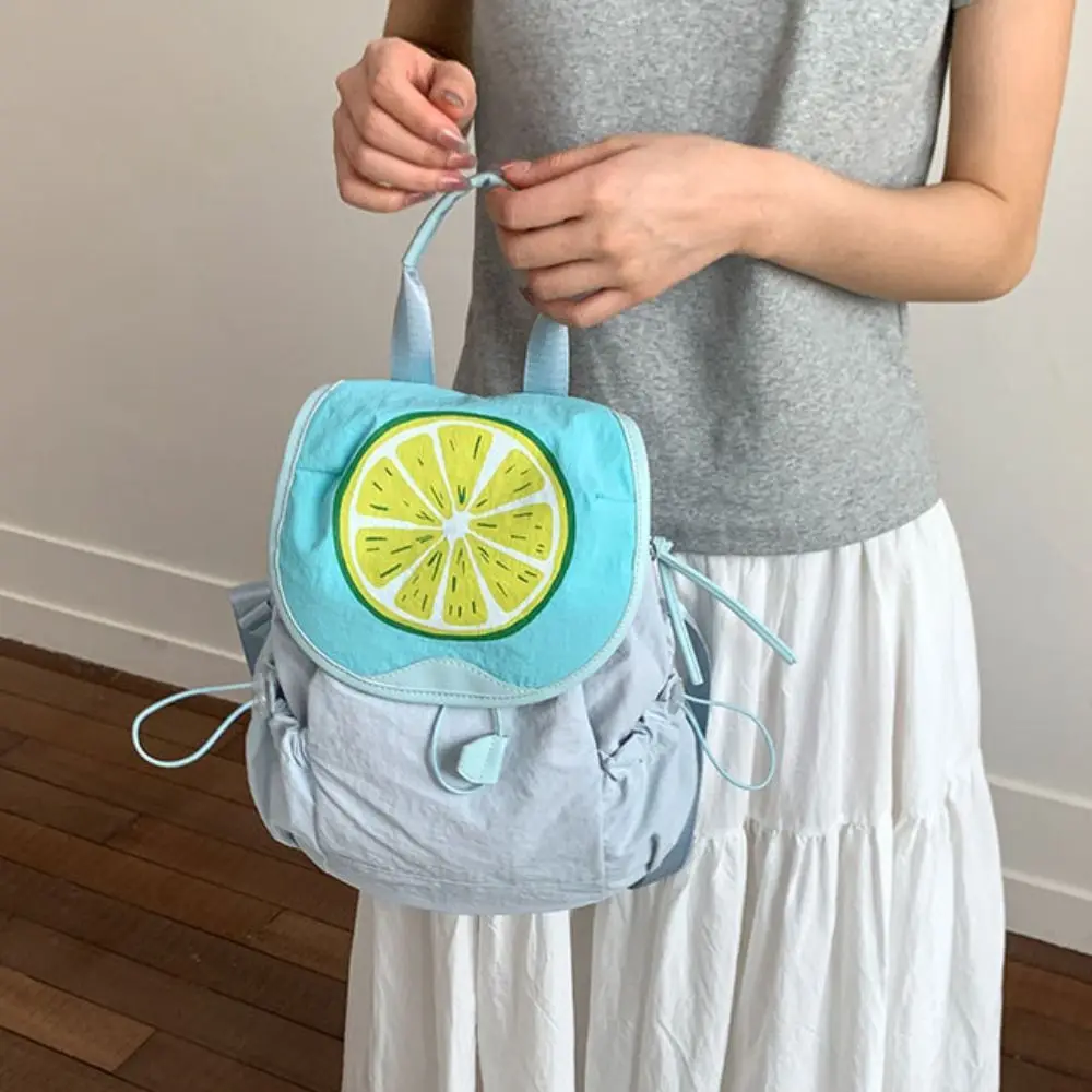 

Dopamine Color Outdoor Drawstring Backpack Travel Commute Fruit Nylon Backpack Waterproof Book Bag Hiking Shoulder Bag