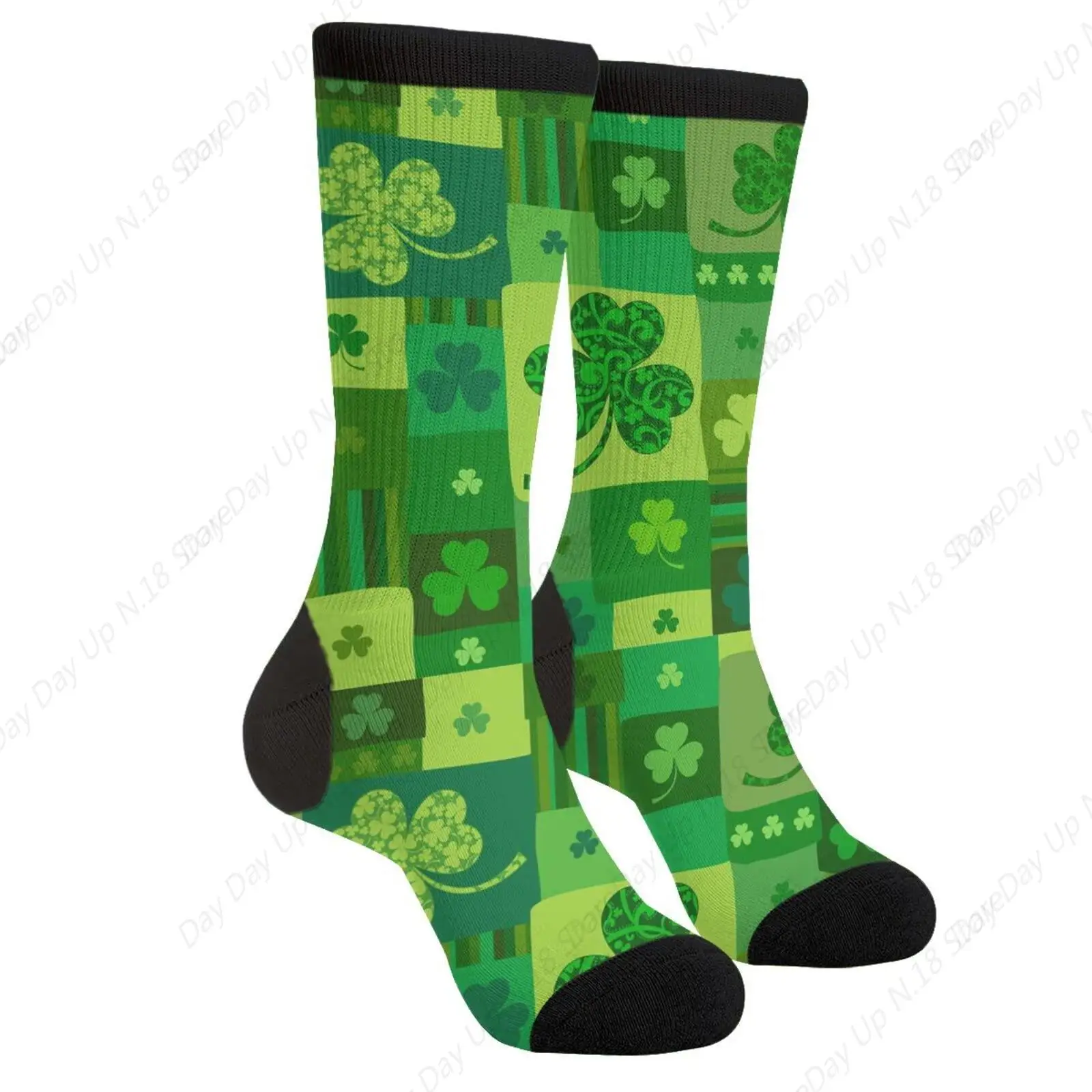 Green Shamrock Saint Irish St Patrick'S Day Casual Funny Funky Novelty Socks For Men Women