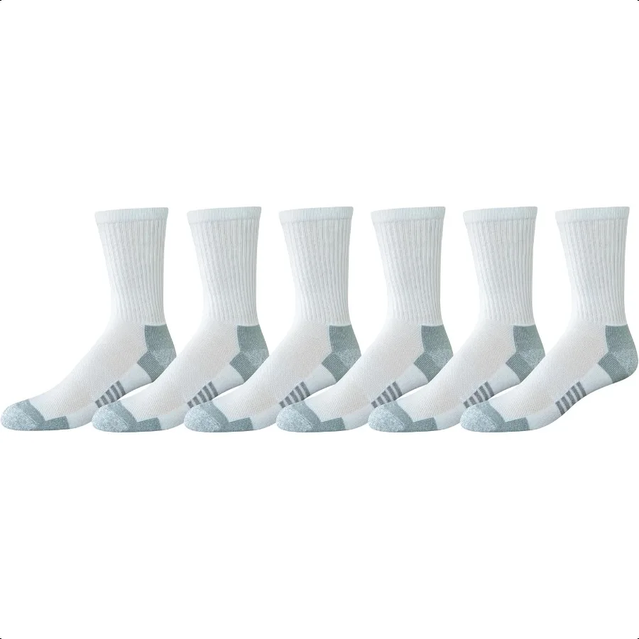 Men's Performance Cotton Moisture Control Socks Athletic Crew Breathable 6 Pairs